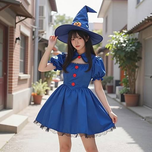 Charming Blue Witch Costume Photo Shoot