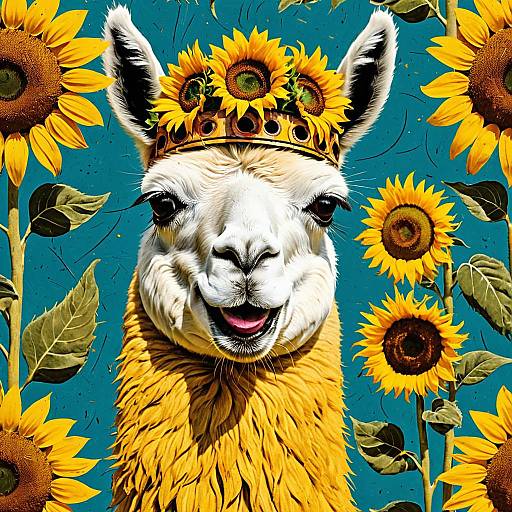 Laughing Llama with Sunflower Crown