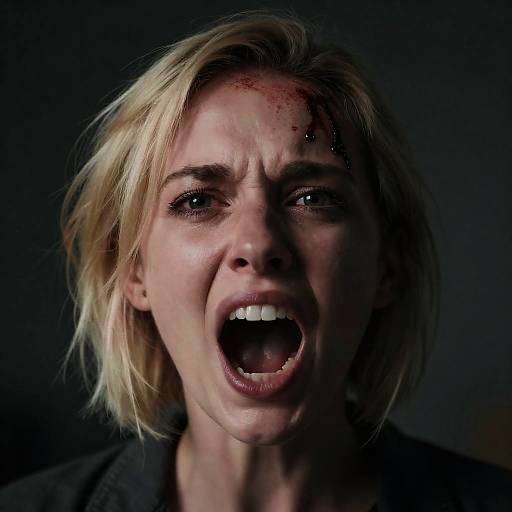 Terrified Woman in Dramatic Close-Up