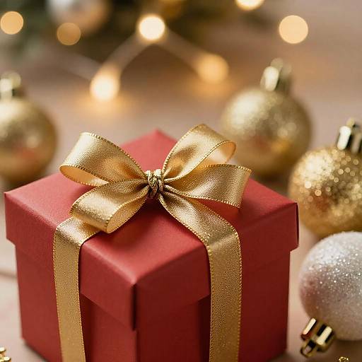 Festive Close-Up of Red Gift Box