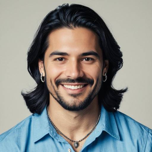 Smiling Young Man with Necklace and Earrings
