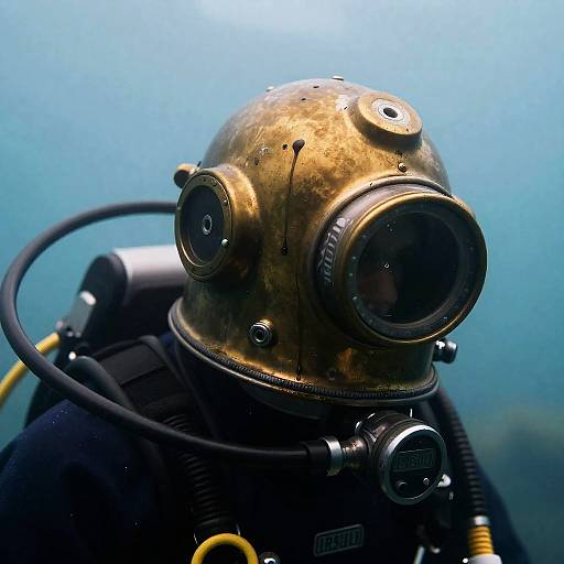 Close-up of Vintage Deep-Sea Diver Helmet