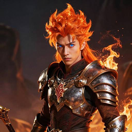 Fiery-Haired Fantasy Warrior Epic