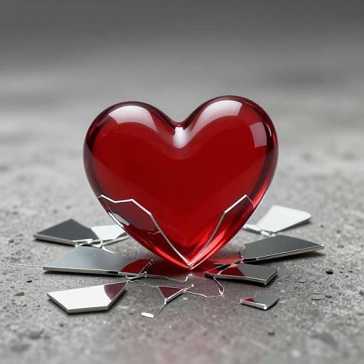 Photorealistic Shattered Red Glass Heart