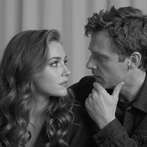 Intense Black and White Portrait of Man and Woman