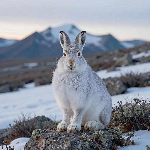 Muscular Arctic Hare in Tundra Morning