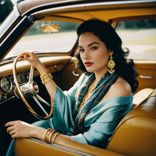 Glamorous Vintage Car Portrait of Elegance