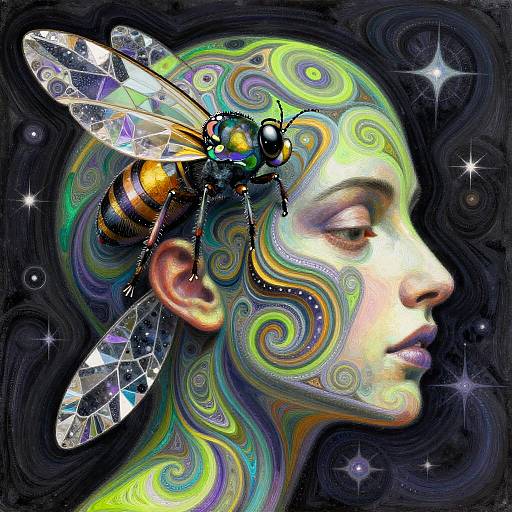 Abstract Psychedelic Insect Crystal Portrait