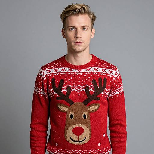 Festive Man in Reindeer Sweater