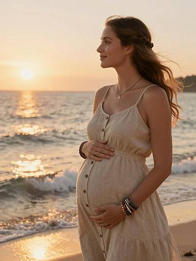 Golden Hour Maternity Linen Sundress Portrait
