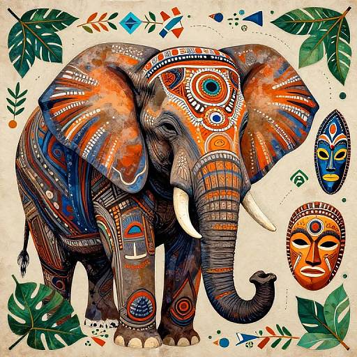 Colorful Tribal Elephant Mixed Media