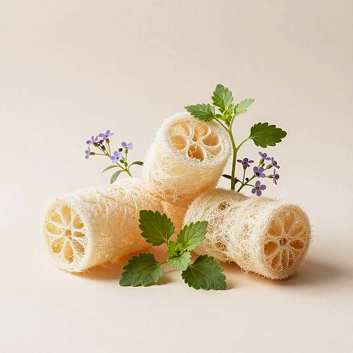 Elegant Still Life with Loofah and Herbs