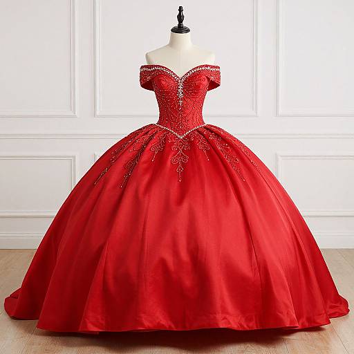 Elegant Red Quinceañera Gown