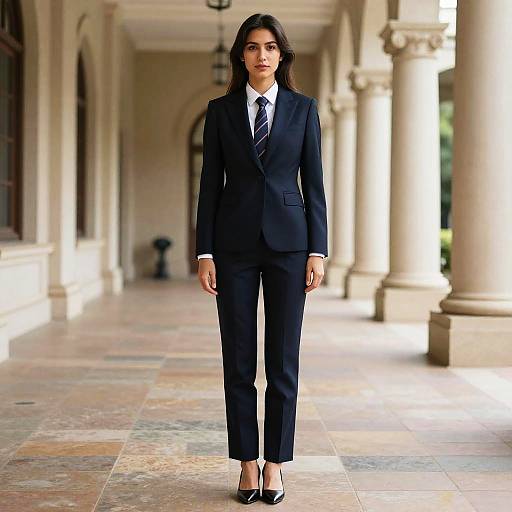 Woman in Formal Suit and Tie