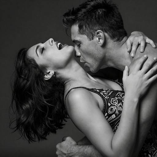 Black-and-White Passionate Couple Portrait Study
