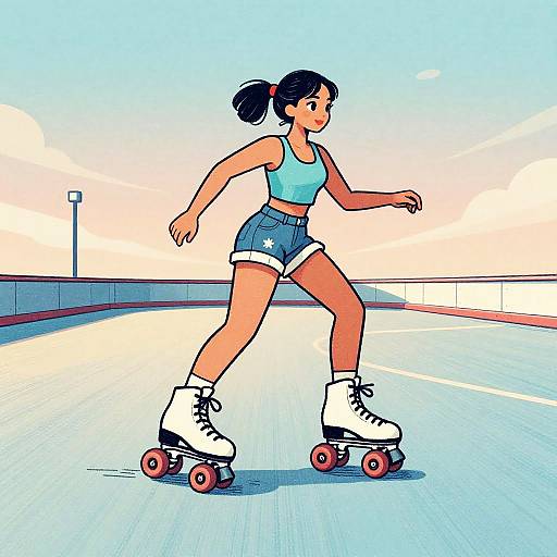 Retro Roller Skating Rink Illustration