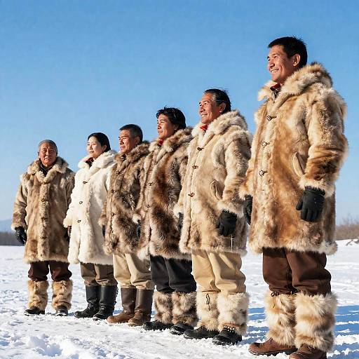 Indigenous Community in Winter Landscape