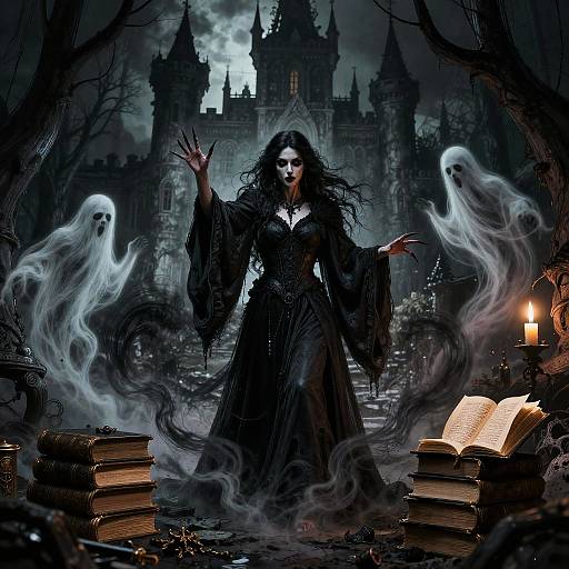 Sinister Sorceress Casting Dark Magic