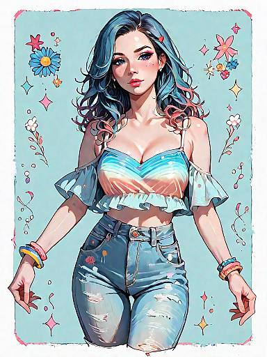 Stylish Woman in Boho Chic Outfit