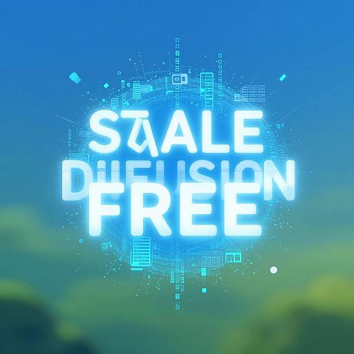 Digital artwork with bright blue glow, 