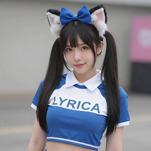 Asian Woman in Blue LYRICA Outfit