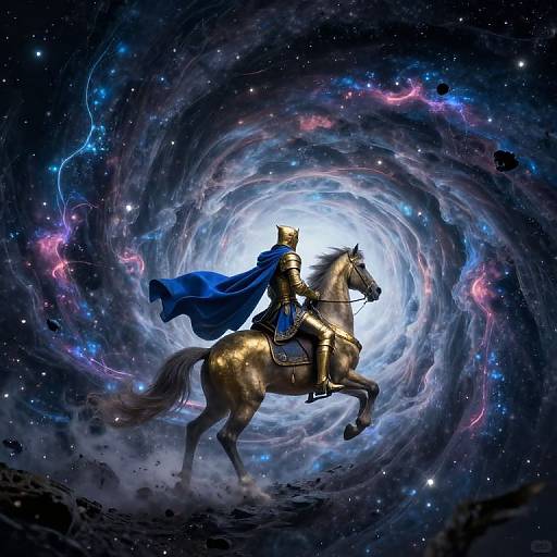 Knight Riding Into Cosmic Vortex