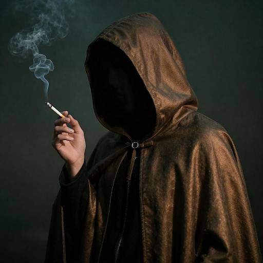 Mysterious Hooded Figure in Bronze Cloak