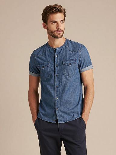 Casual Denim Shirt Fashion Portrait