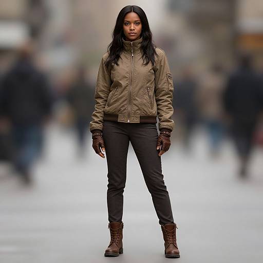 Realistic Portrait of Woman in Casual Kit