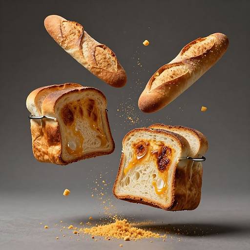 Surreal Levitation of Toast and Baguettes