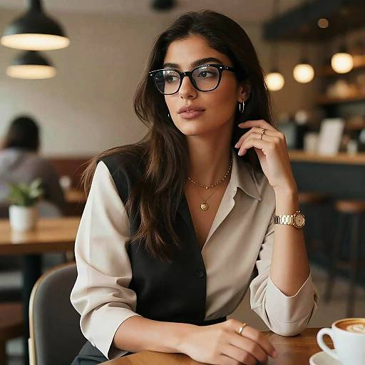 Mia Khalifa in Cozy Café Setting