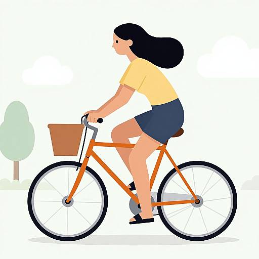 Woman Riding Bike Illustration