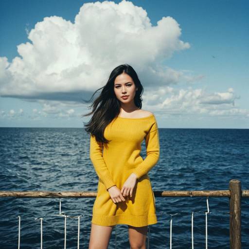 Woman in Yellow Dress by Ocean
