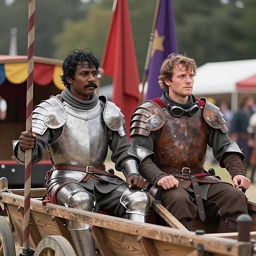 Medieval Armor Men with Colorful Cart