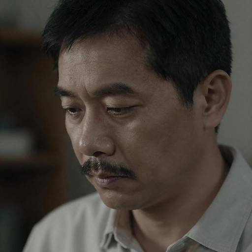 Somber Close-Up of Middle-Aged Man