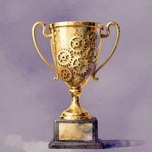 Golden Trophy with Gear Network
