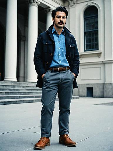 Stylish Man in Coat Standing Outdoors