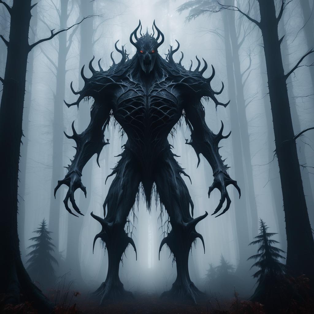 Sinister Skeletal Beast in Dark Forest