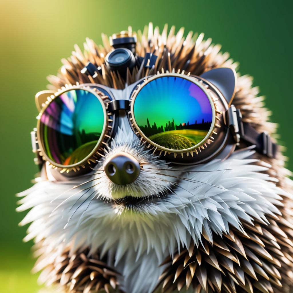 Hedgehog in Aviator Goggles in UHD