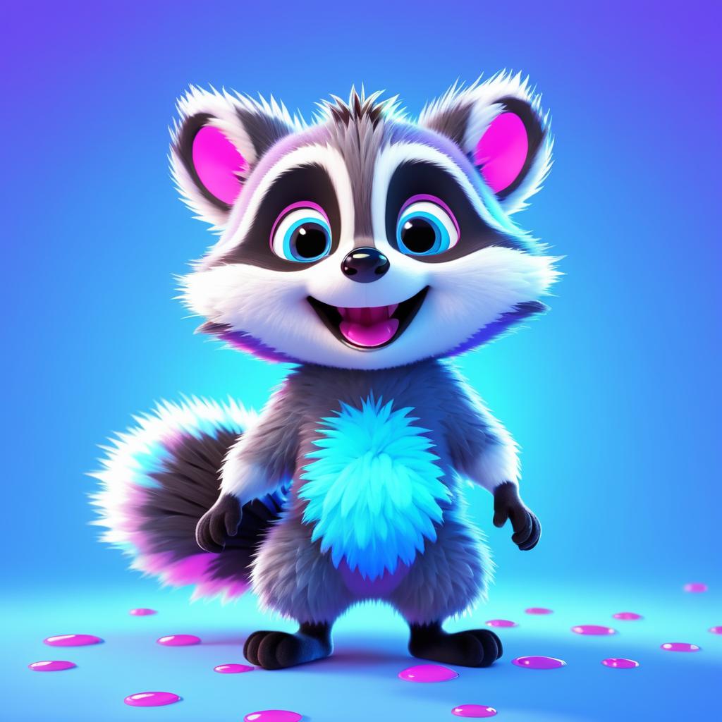 Cute Baby Raccoon in Pixar Style