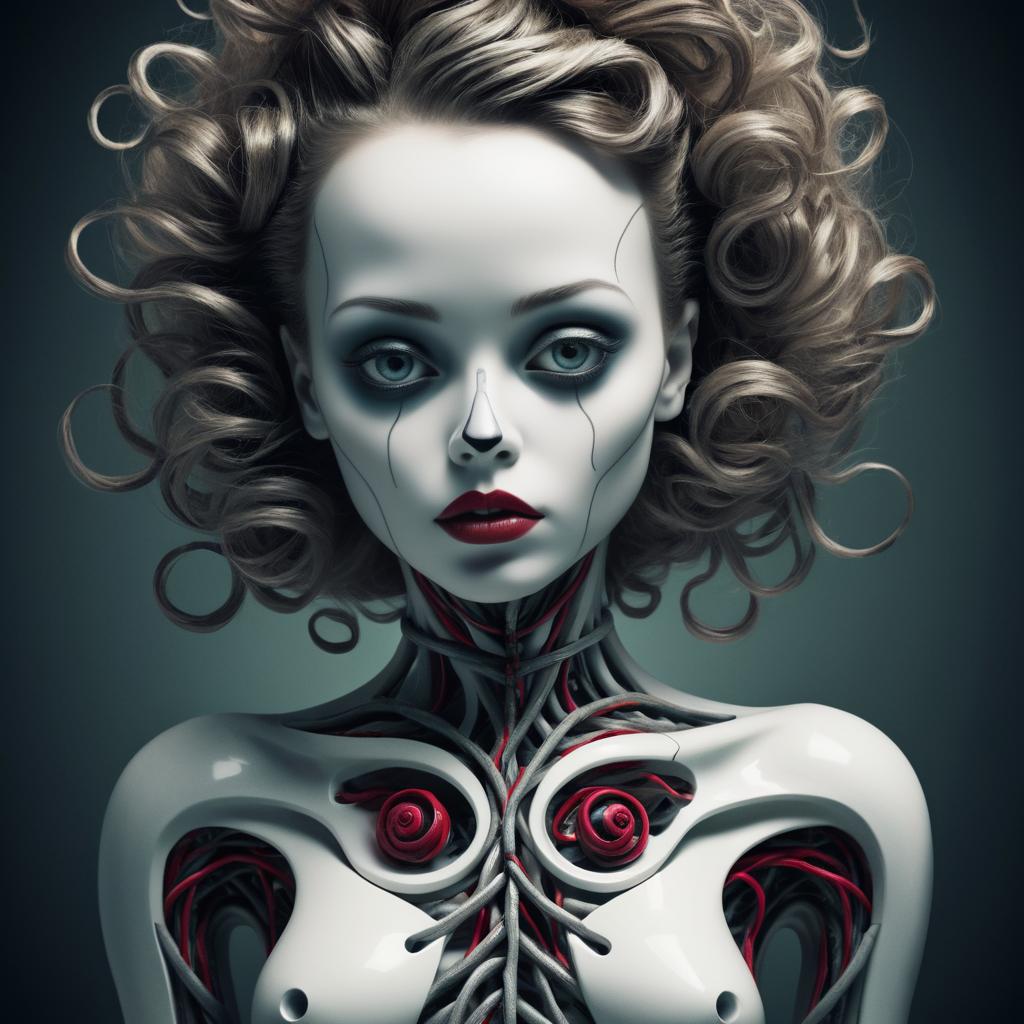 Surreal Illustration of Twisted Dolls