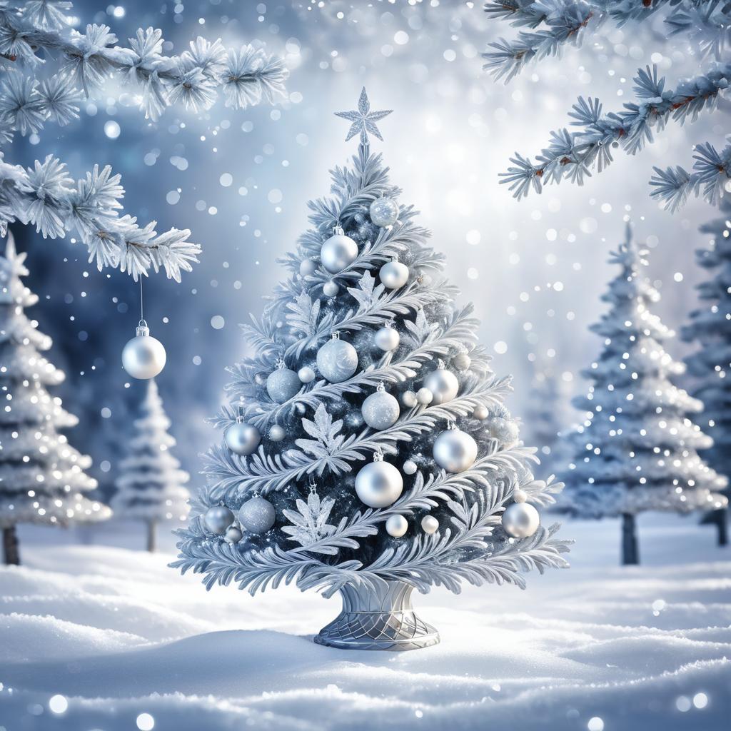 Enchanted Silver Christmas Tree Scene