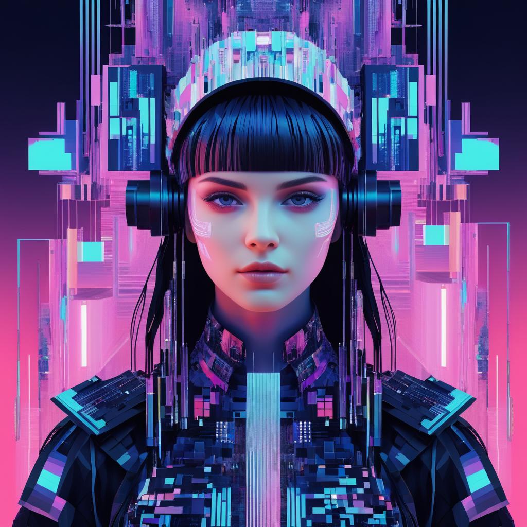 Futuristic Self-Portrait in Cybernetic Art