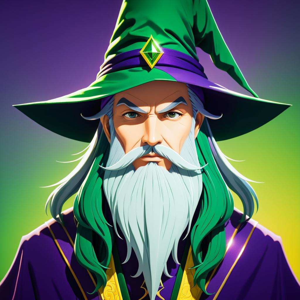 Mysterious Wizard Portrait in Anime Style