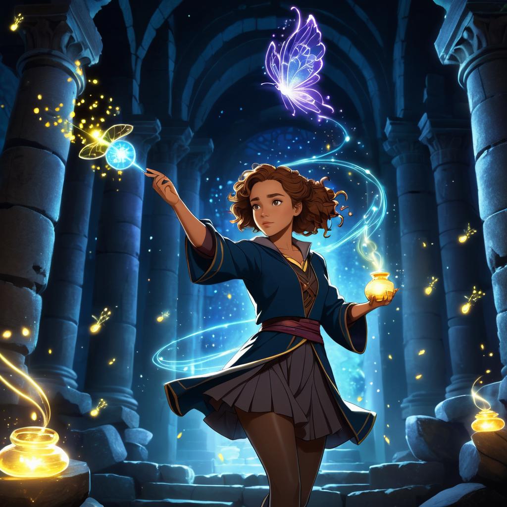 Anime Hermione with Potion in Ruins