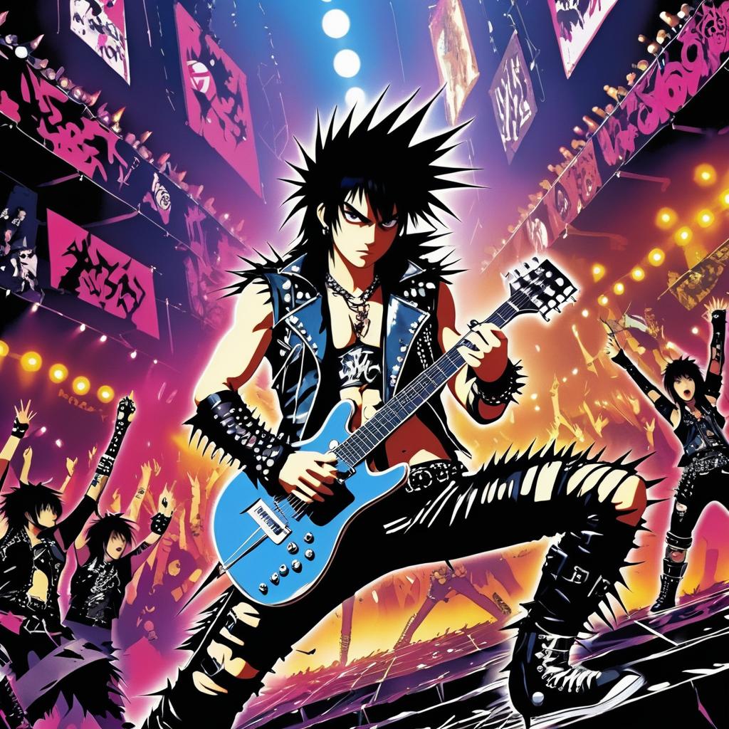 Energetic Punk Rocker in Anime Style