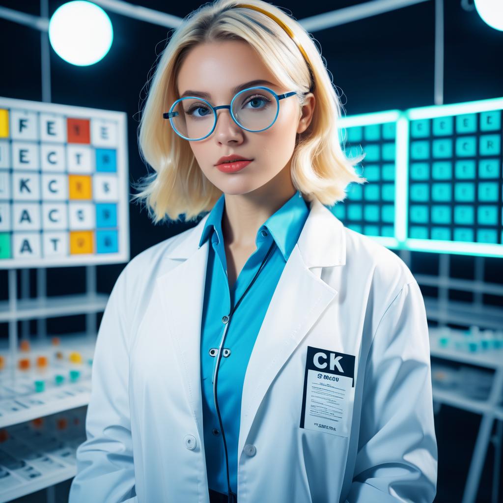 Elegant Scientist in Vintage Studio Setting