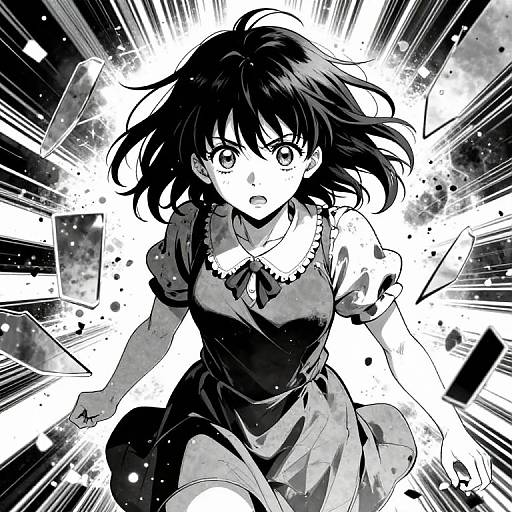 Dynamic Manga Girl in Chaos
