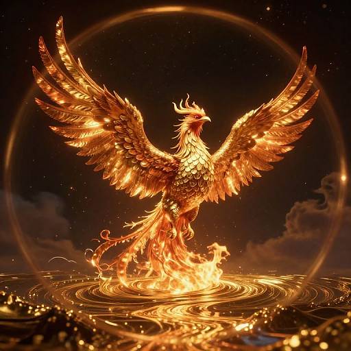 Surreal Phoenix Rising Through Kaleidoscope