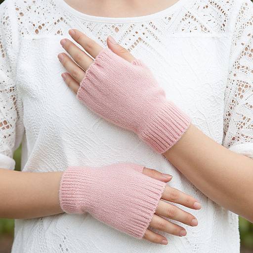 Soft Pink Knitted Fingerless Gloves